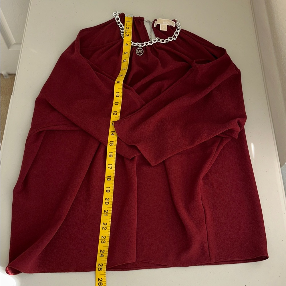 MICHAEL Michael Kors Burgundy Cold-Shoulder Halter Blouse - Picture 8 of 14